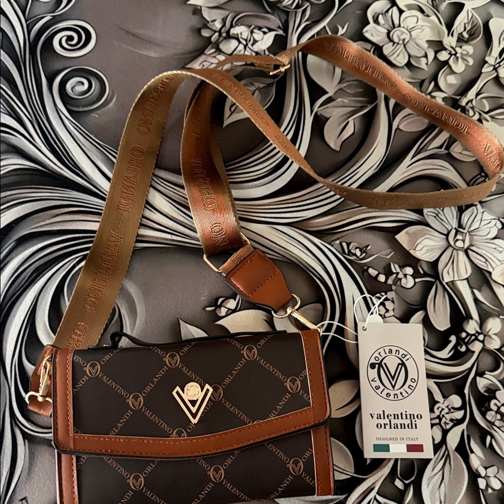 Valentino Orlandi Elegant Brown Crossbody Bag